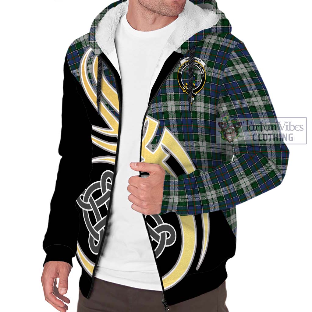 MacInnes Dress Tartan Sherpa Hoodie with Family Crest and Celtic Symbol Style - Tartan Vibes Clothing