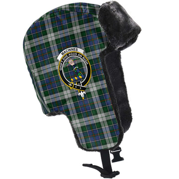 MacInnes Dress Tartan Winter Trapper Hat with Family Crest