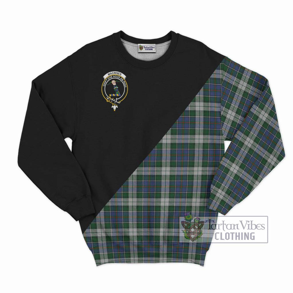 MacInnes Dress Tartan Sweatshirt with Family Crest and Military Logo Style - Tartanvibesclothing Shop