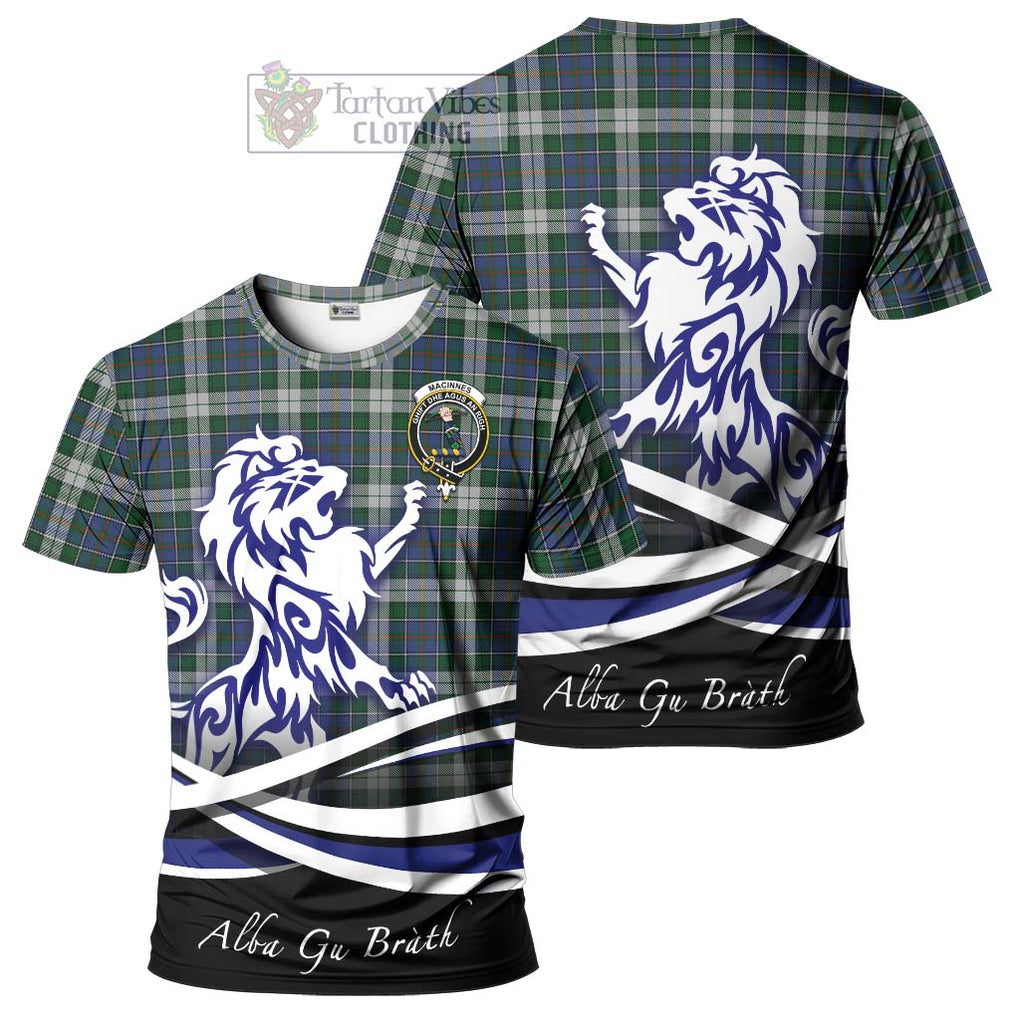 Tartan Vibes Clothing MacInnes Dress Tartan Cotton T-shirt with Alba Gu Brath Regal Lion Emblem