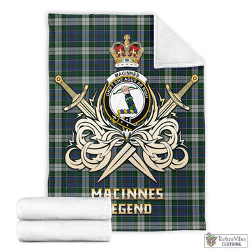 MacInnes Dress Tartan Blanket with Clan Crest and the Golden Sword of Courageous Legacy