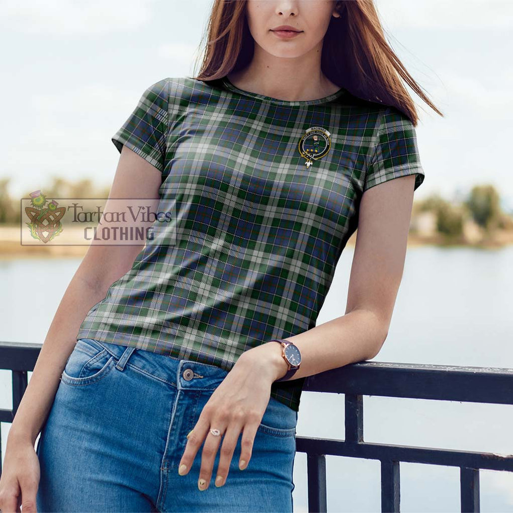 MacInnes Dress Tartan Cotton T-Shirt with Family Crest Women's Shirt - Tartanvibesclothing Shop