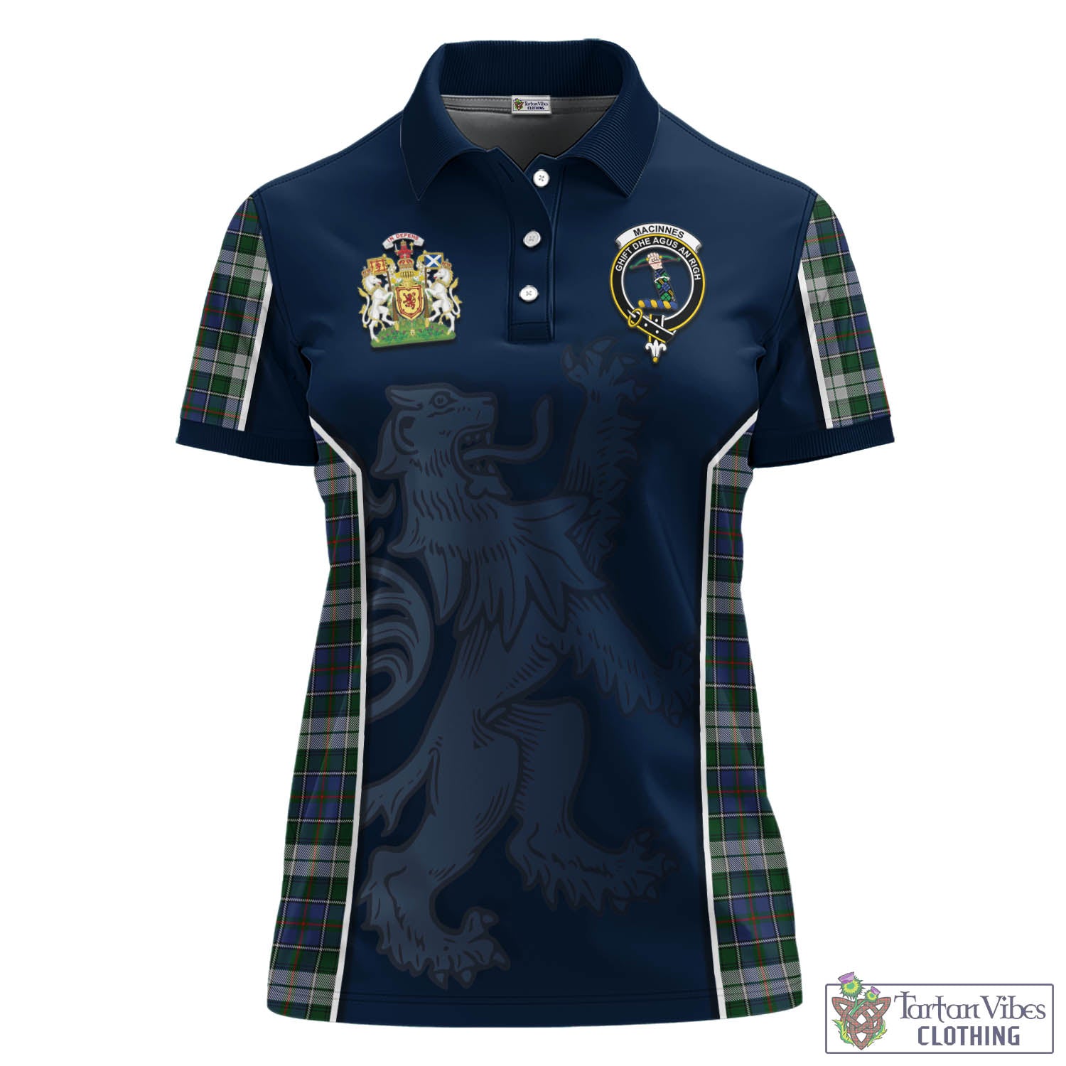 MacInnes Dress Tartan Women's Polo Shirt with Family Crest and Lion Rampant Vibes Sport Style - Tartan Vibes Clothing