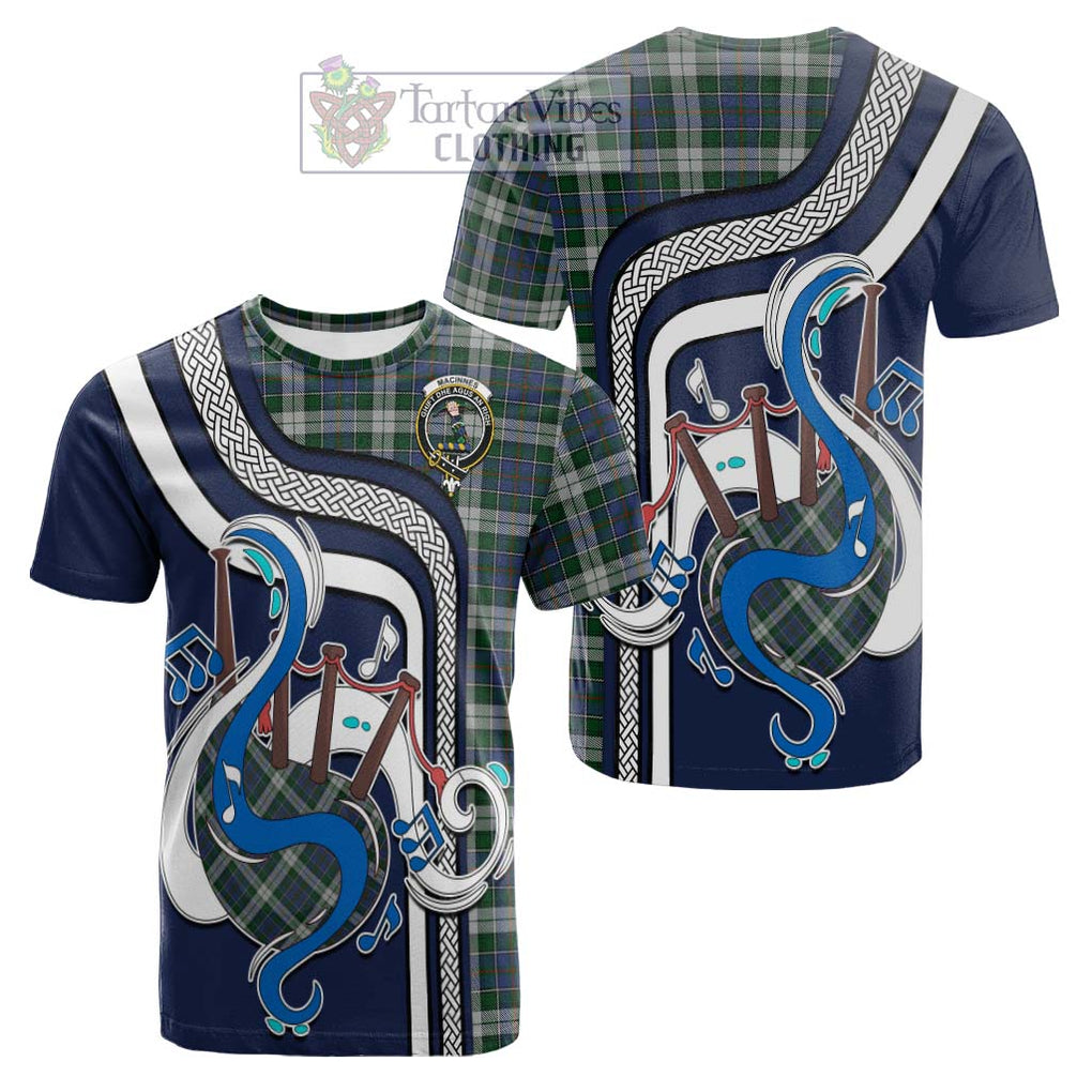 Tartan Vibes Clothing MacInnes Dress Tartan Cotton T-shirt with Epic Bagpipe Style