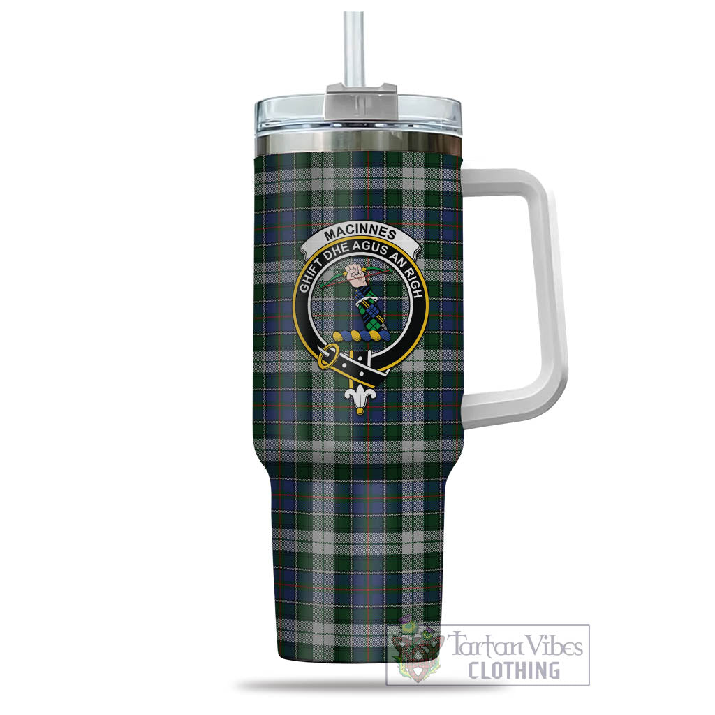 Tartan Vibes Clothing MacInnes Dress Tartan and Family Crest Tumbler with Handle