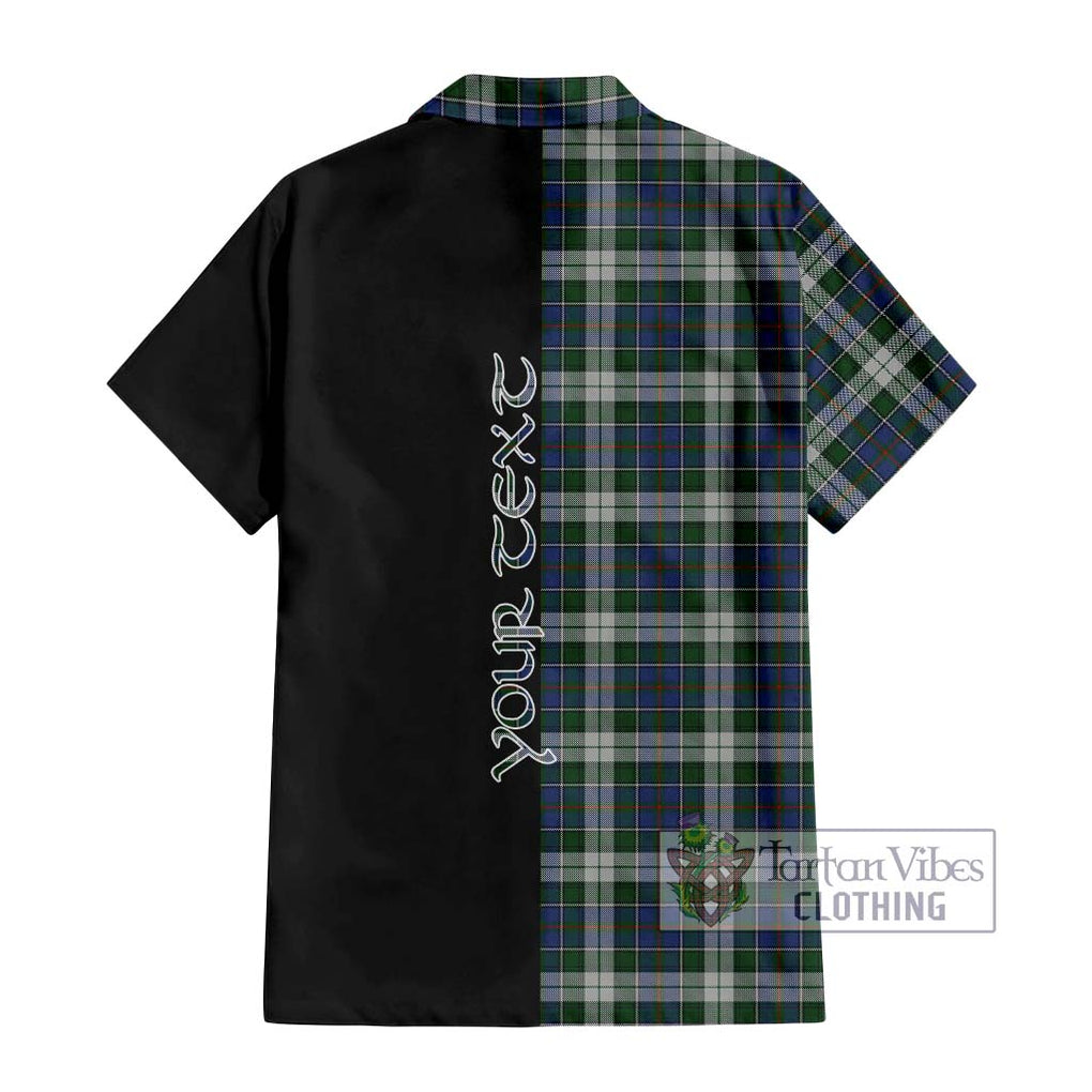 MacInnes Dress Tartan Short Sleeve Button Shirt with Family Crest and Half Of Me Style - Tartanvibesclothing Shop