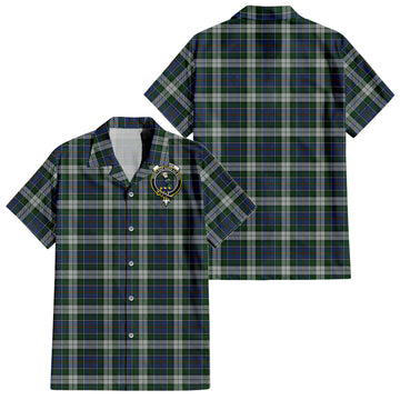 MacInnes Dress Tartan Short Sleeve Button Down Shirt with Family Crest