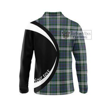 MacInnes Dress Tartan Long Sleeve Polo Shirt with Family Crest Circle Style