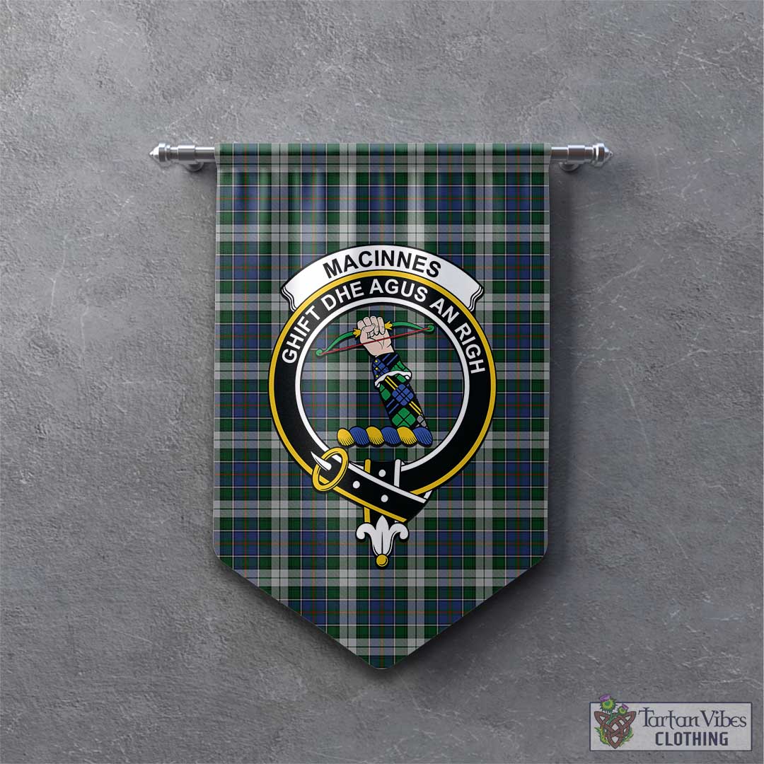 Tartan Vibes Clothing MacInnes Dress Tartan Gonfalon, Tartan Banner with Family Crest