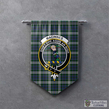 MacInnes Dress Tartan Gonfalon, Tartan Banner with Family Crest