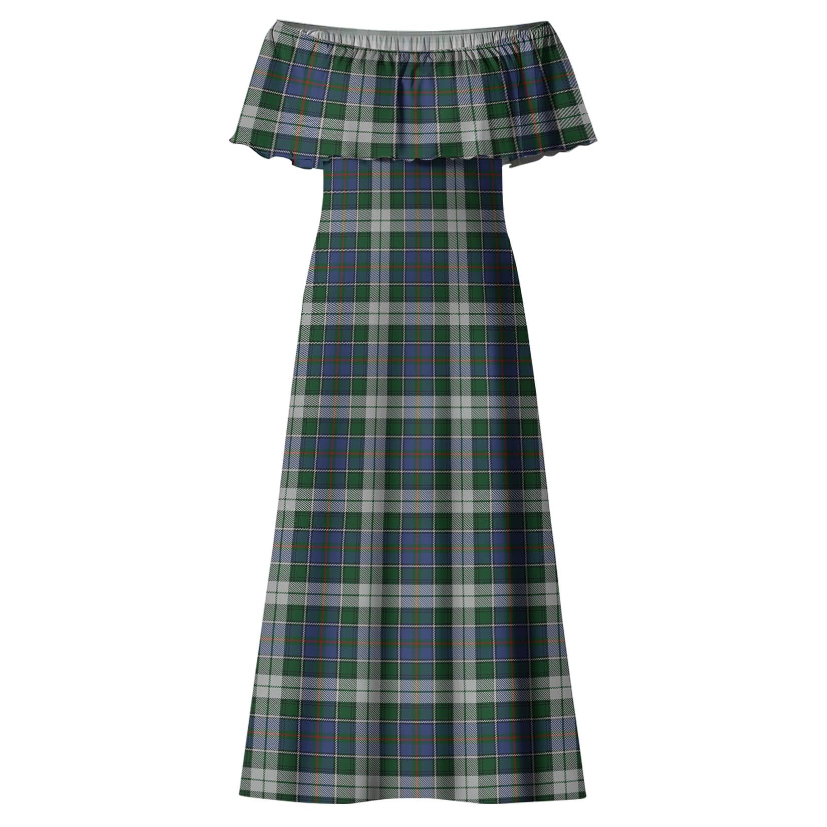 MacInnes Dress Tartan Off Shoulder Long Dress - Tartanvibesclothing