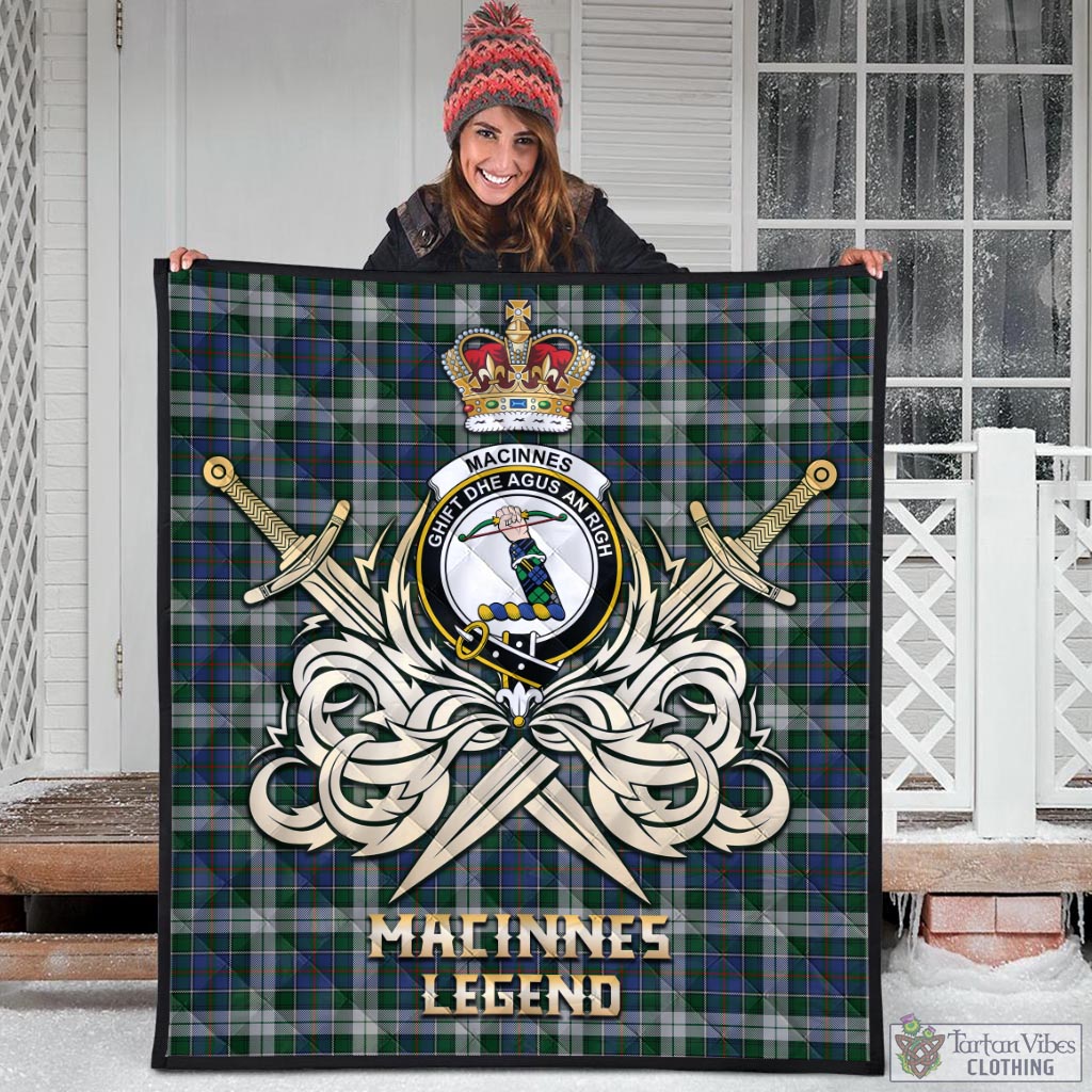 Tartan Vibes Clothing MacInnes Dress Tartan Quilt with Clan Crest and the Golden Sword of Courageous Legacy