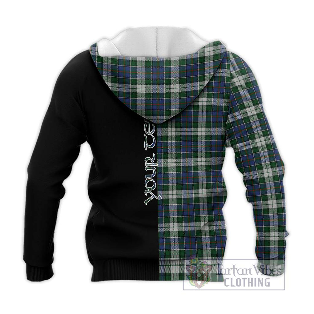 MacInnes Dress Tartan Knitted Hoodie with Family Crest and Half Of Me Style - Tartanvibesclothing Shop