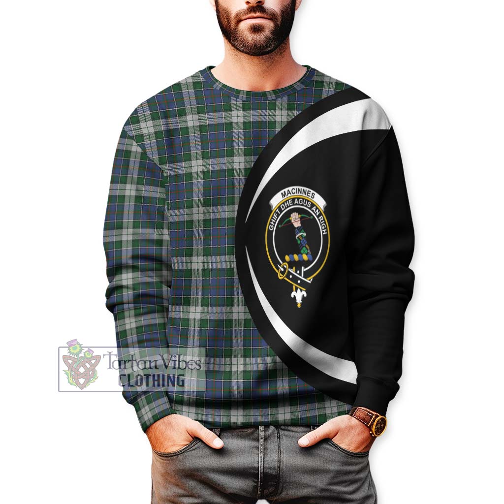 MacInnes Dress Tartan Sweatshirt with Family Crest Circle Style - Tartan Vibes Clothing