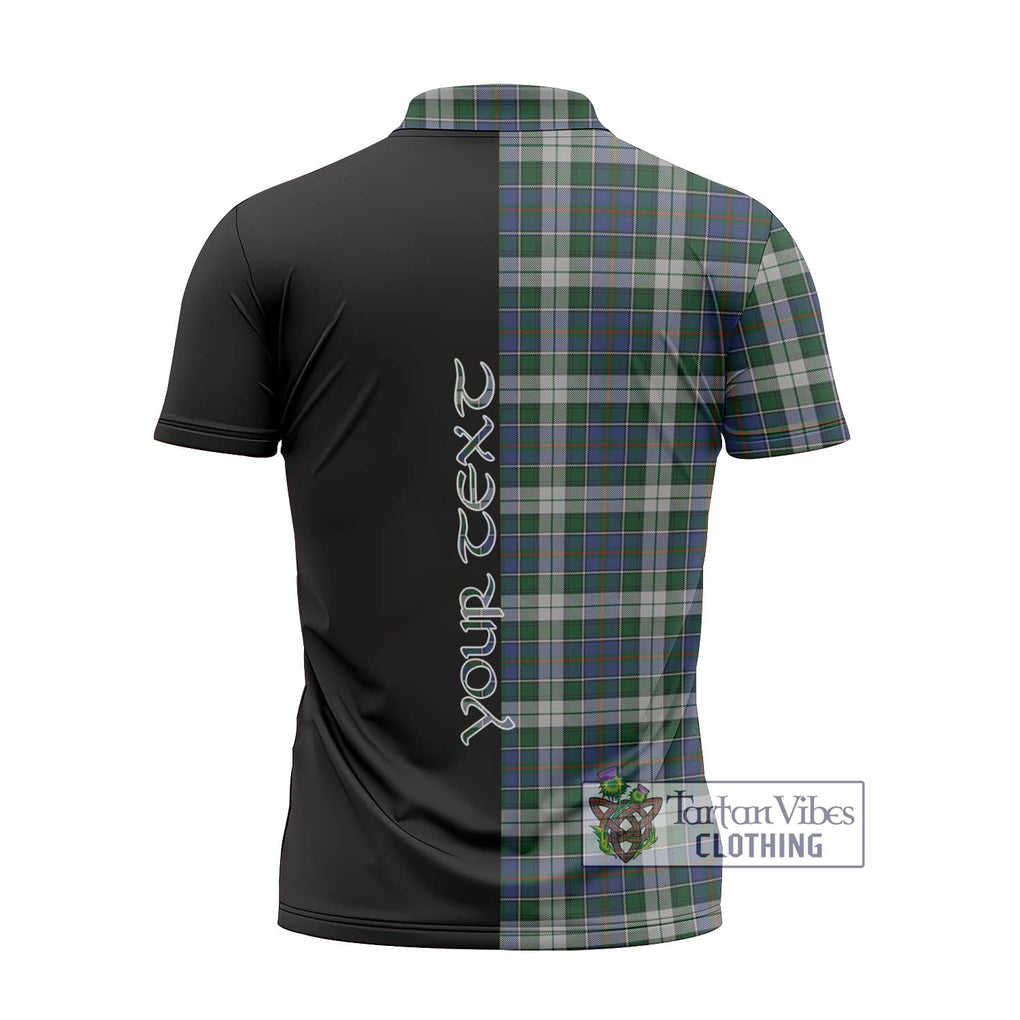 MacInnes Dress Tartan Zipper Polo Shirt with Family Crest and Half Of Me Style - Tartanvibesclothing Shop