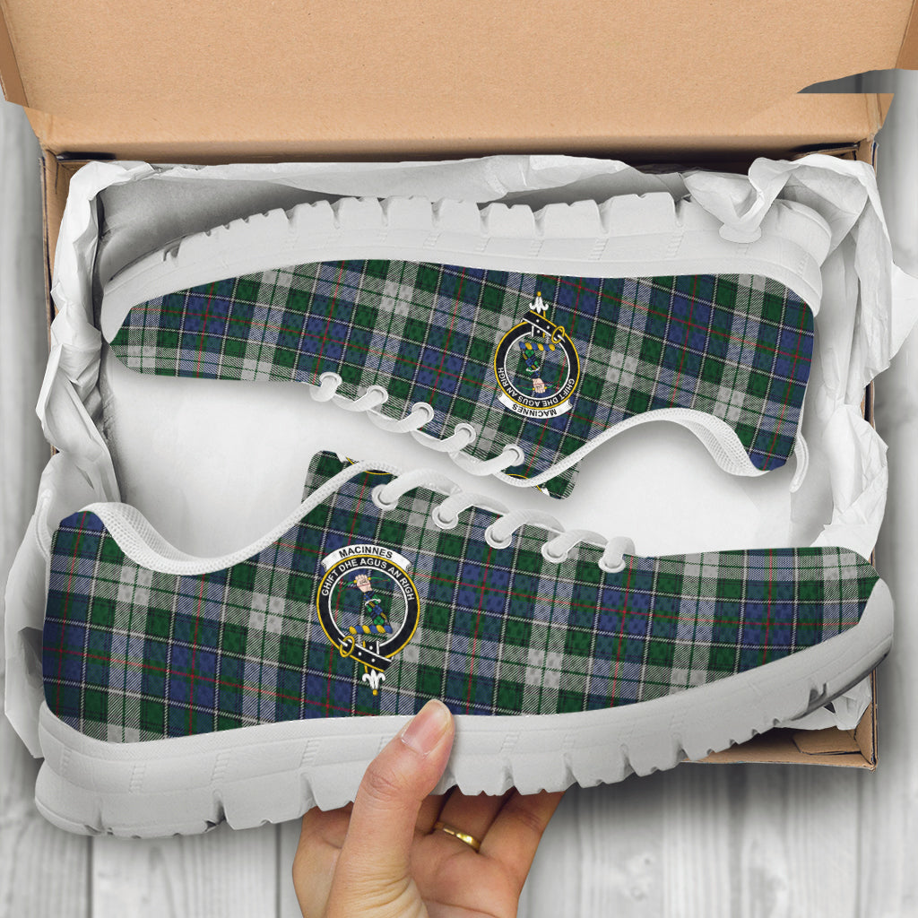 MacInnes Dress Tartan Sneakers with Family Crest - Tartan Vibes Clothing