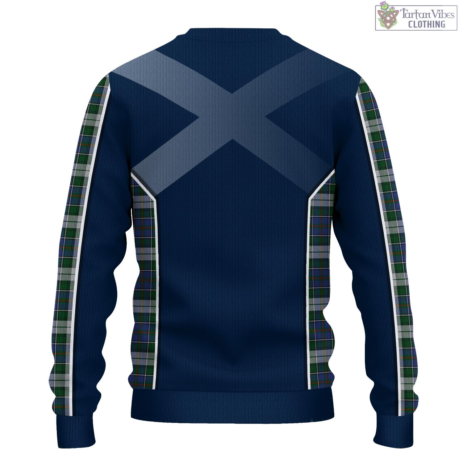 Tartan Vibes Clothing MacInnes Dress Tartan Knitted Sweatshirt with Family Crest and Scottish Thistle Vibes Sport Style