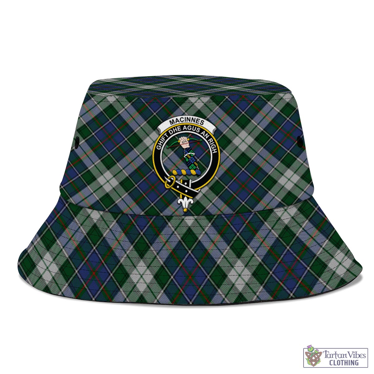 Tartan Vibes Clothing MacInnes Dress Tartan Bucket Hat with Family Crest