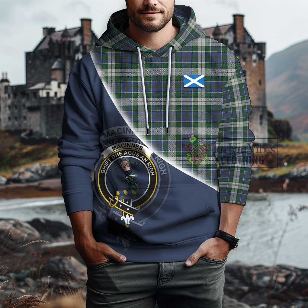 MacInnes Dress Tartan Hoodie with Personalised National Flag and Family Crest Half Style - Tartanvibesclothing Shop