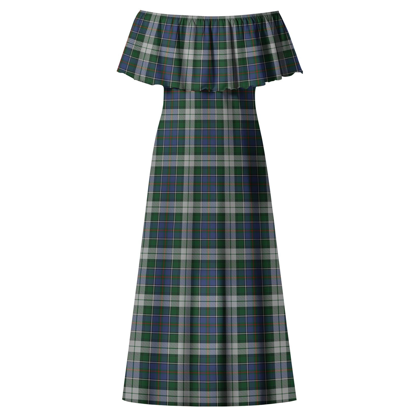 MacInnes Dress Tartan Off Shoulder Long Dress - Tartanvibesclothing