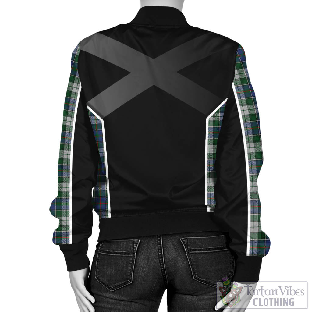 Tartan Vibes Clothing MacInnes Dress Tartan Bomber Jacket with Family Crest and Scottish Thistle Vibes Sport Style