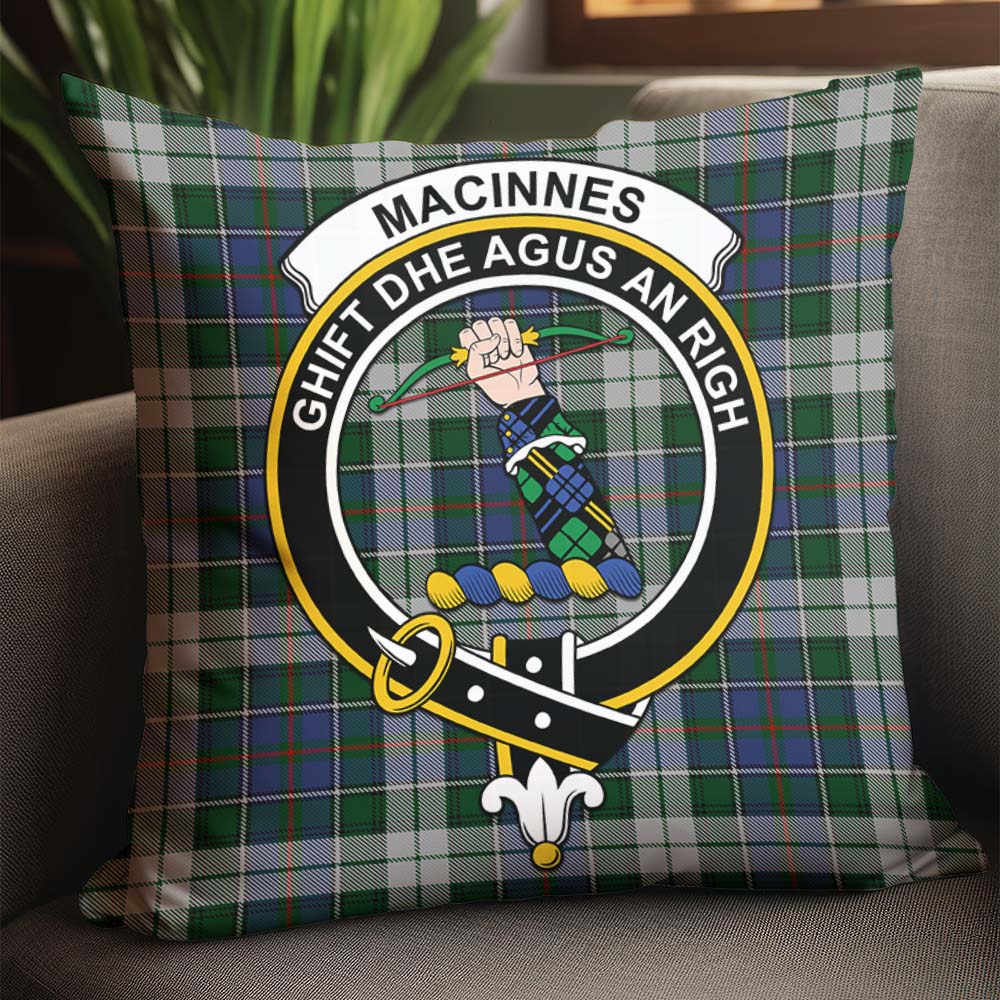 MacInnes Dress Tartan Pillow Cover with Family Crest - Tartanvibesclothing