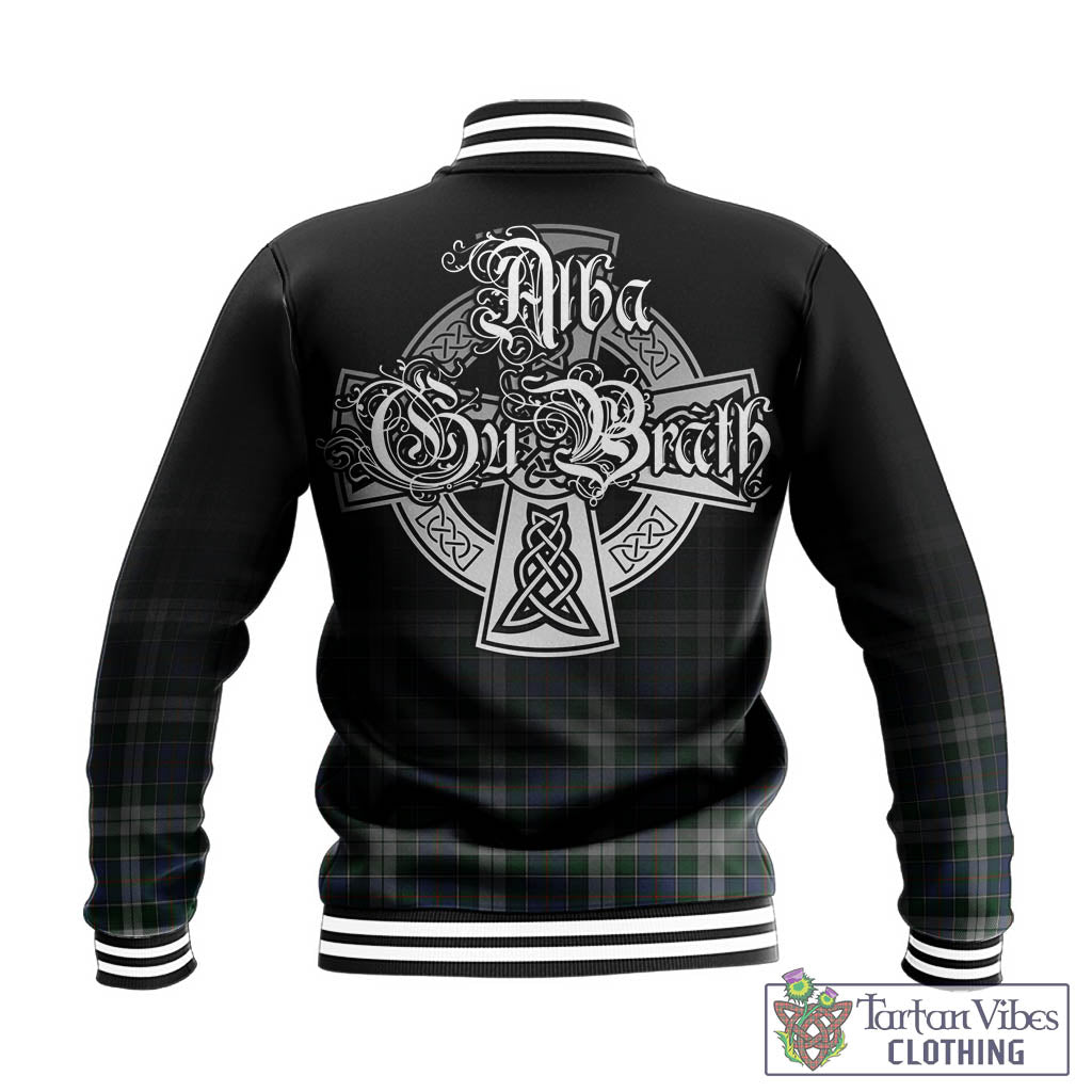 Tartan Vibes Clothing MacInnes Dress Tartan Baseball Jacket Featuring Alba Gu Brath Family Crest Celtic Inspired