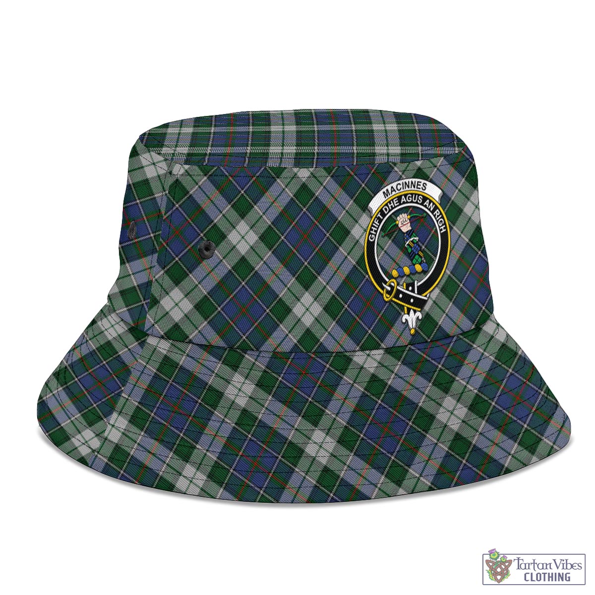 Tartan Vibes Clothing MacInnes Dress Tartan Bucket Hat with Family Crest