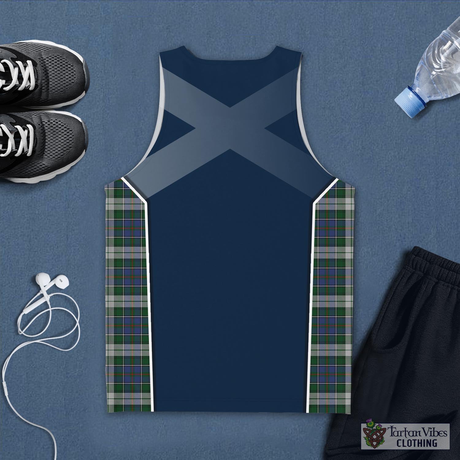 Tartan Vibes Clothing MacInnes Dress Tartan Men's Tanks Top with Family Crest and Scottish Thistle Vibes Sport Style