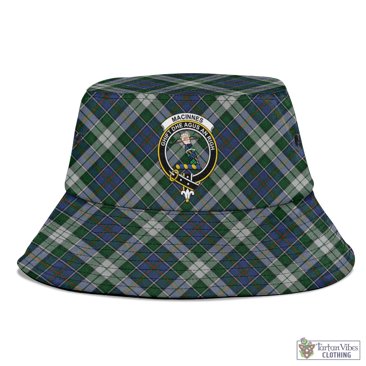 Tartan Vibes Clothing MacInnes Dress Tartan Bucket Hat with Family Crest