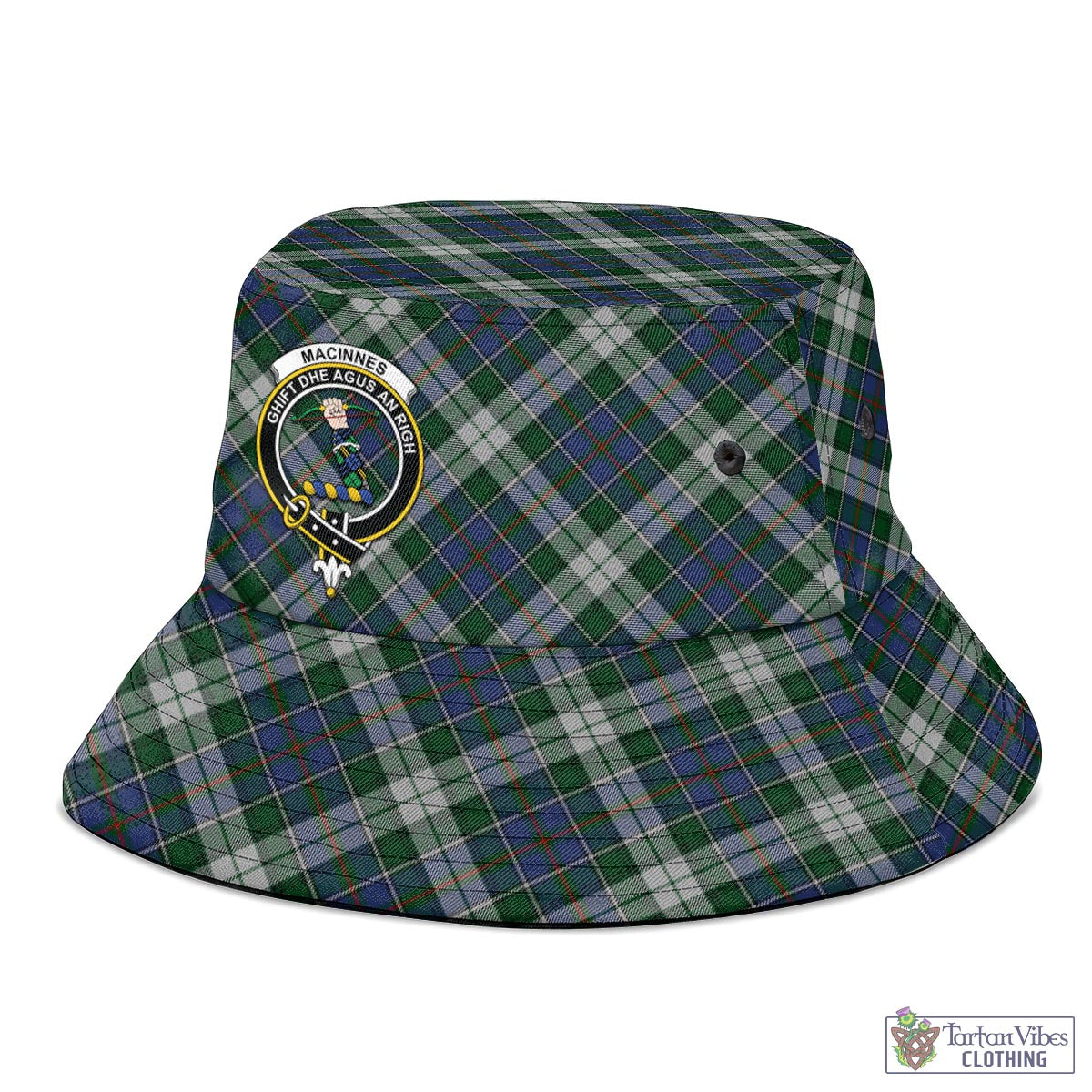 Tartan Vibes Clothing MacInnes Dress Tartan Bucket Hat with Family Crest