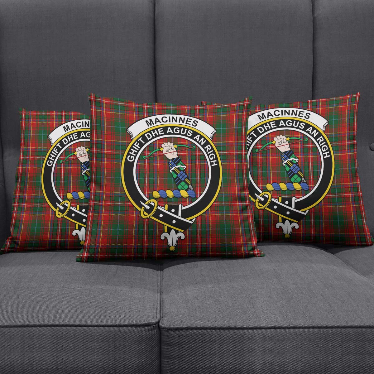 MacInnes Hastie Tartan Pillow Cover with Family Crest Square Pillow Cover - Tartanvibesclothing