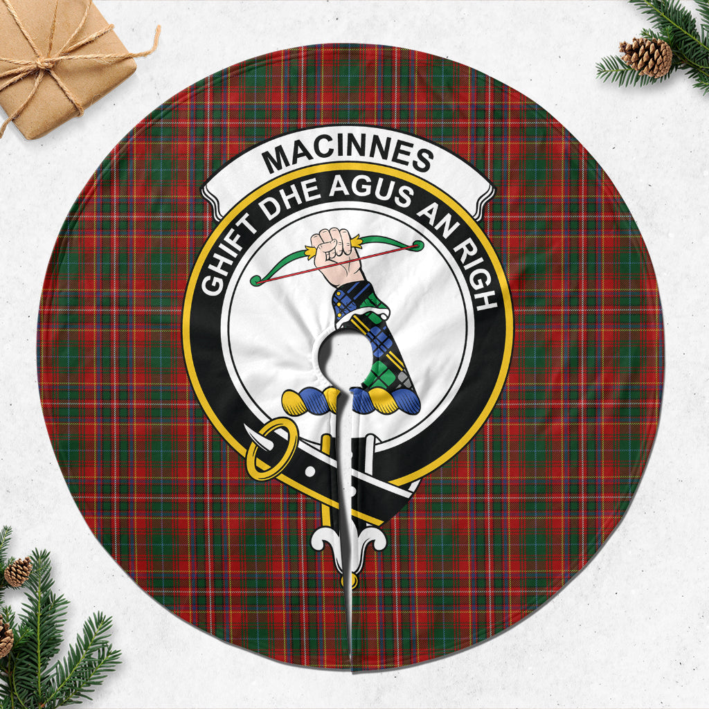 MacInnes Hastie Tartan Christmas Tree Skirt with Family Crest - Tartanvibesclothing