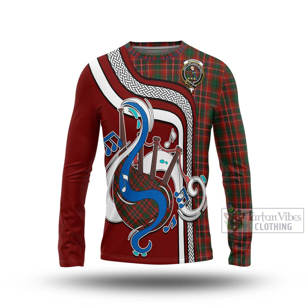 Tartan Vibes Clothing MacInnes Hastie Tartan Long Sleeve T-Shirt with Epic Bagpipe Style