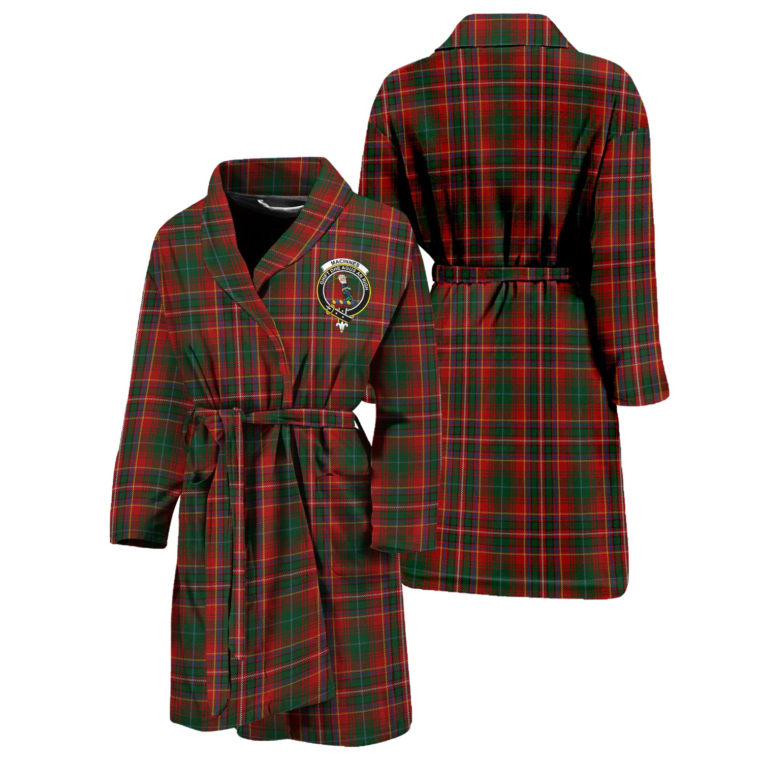 MacInnes Hastie Tartan Bathrobe with Family Crest Unisex S - Tartan Vibes Clothing