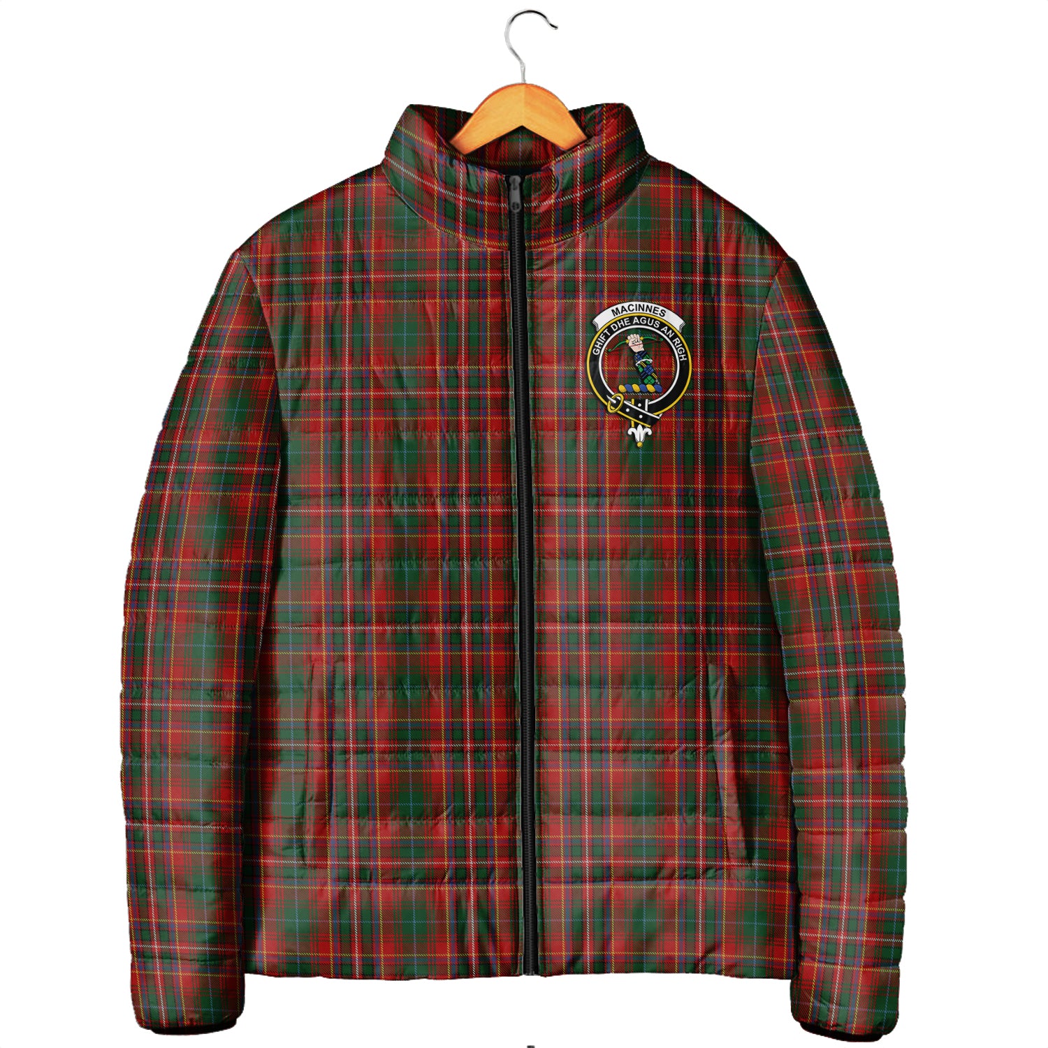 MacInnes Hastie Tartan Padded Jacket with Family Crest Men's Padded Jacket - Tartan Vibes Clothing