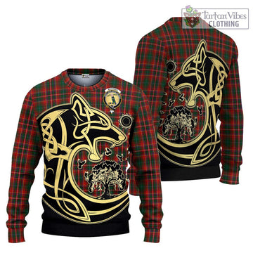 MacInnes Hastie Tartan Ugly Sweater with Family Crest Celtic Wolf Style