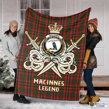 MacInnes Hastie Tartan Blanket with Clan Crest and the Golden Sword of Courageous Legacy