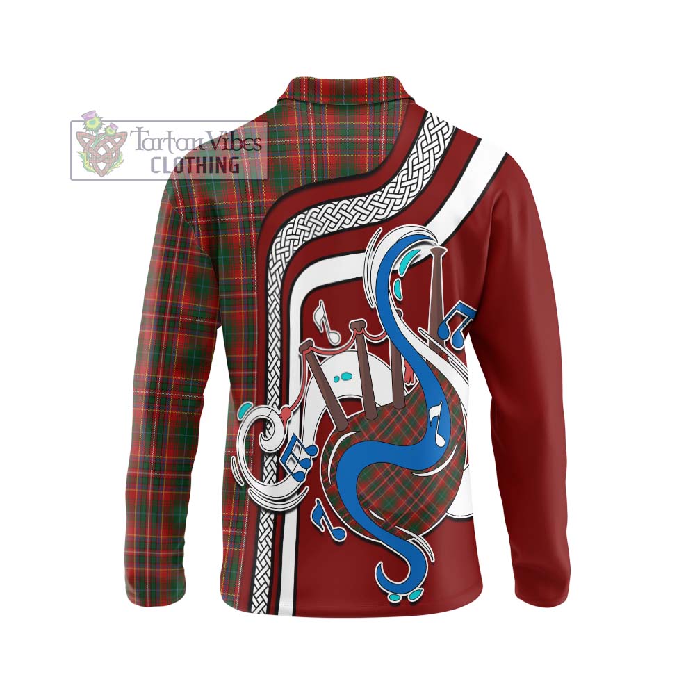 Tartan Vibes Clothing MacInnes Hastie Tartan Long Sleeve Polo Shirt with Epic Bagpipe Style