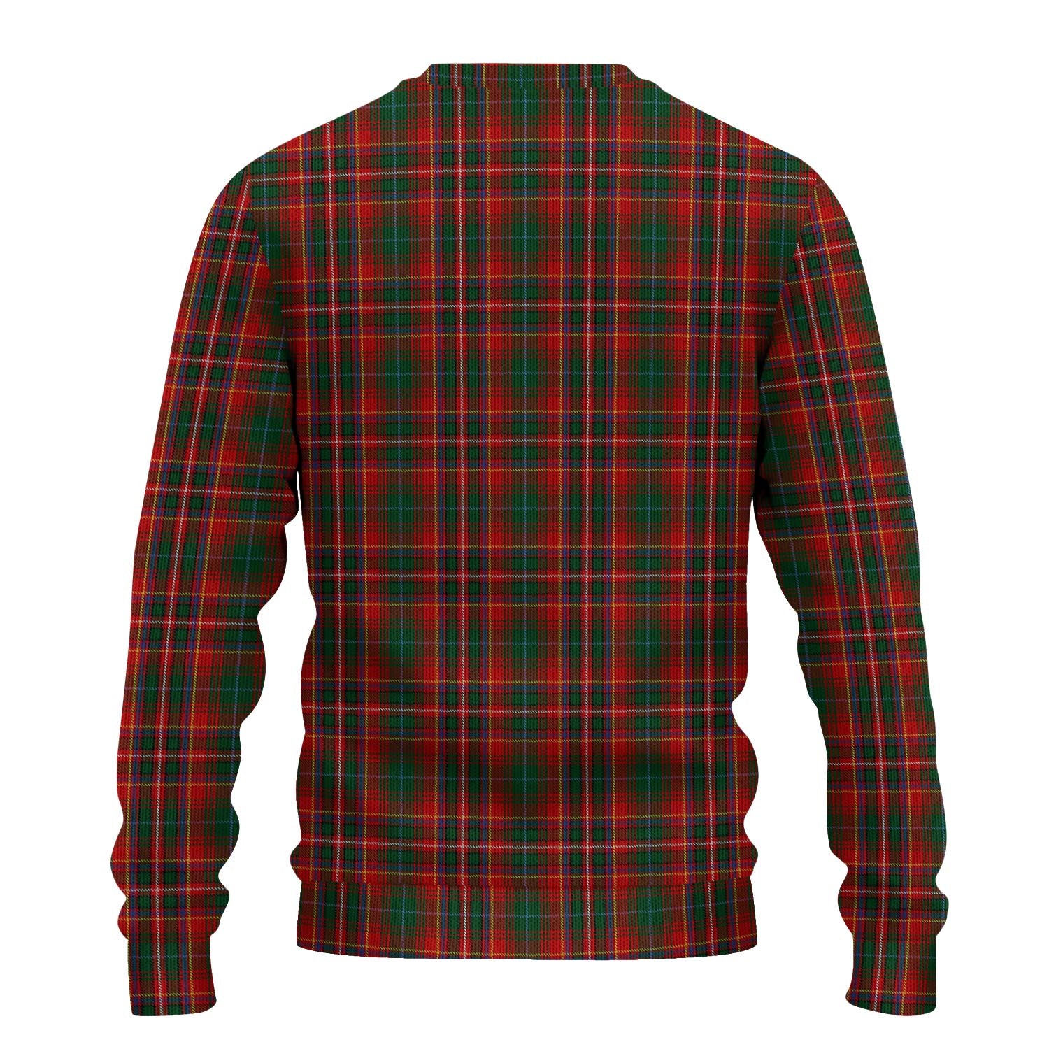 MacInnes Hastie Tartan Knitted Sweater with Family Crest - Tartanvibesclothing