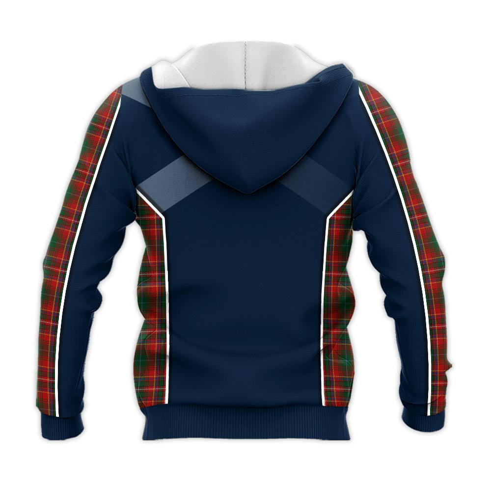 Tartan Vibes Clothing MacInnes Hastie Tartan Knitted Hoodie with Family Crest and Scottish Thistle Vibes Sport Style