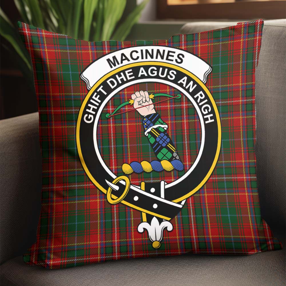 MacInnes Hastie Tartan Pillow Cover with Family Crest - Tartanvibesclothing