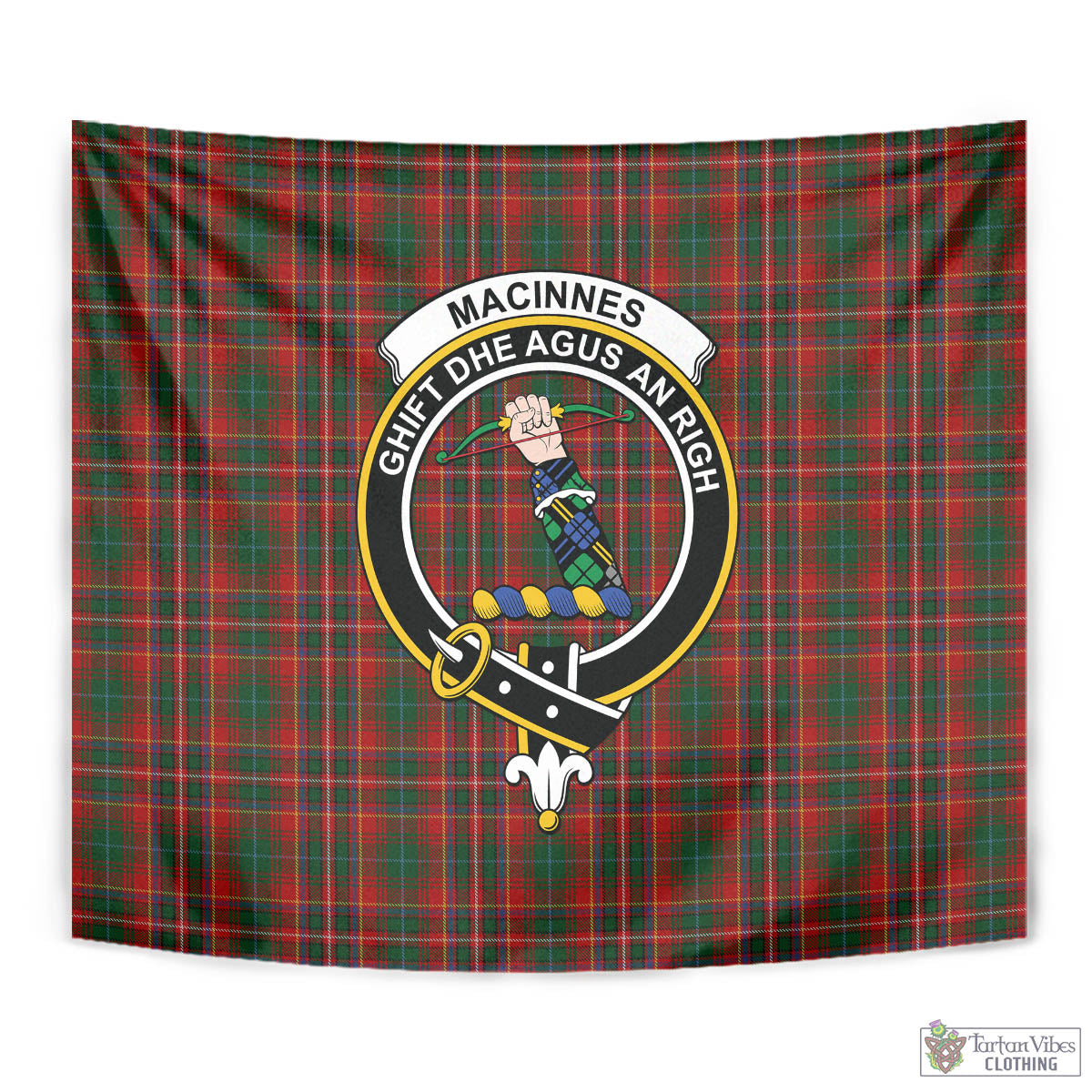 Tartan Vibes Clothing MacInnes Hastie Tartan Tapestry Wall Hanging and Home Decor for Room with Family Crest