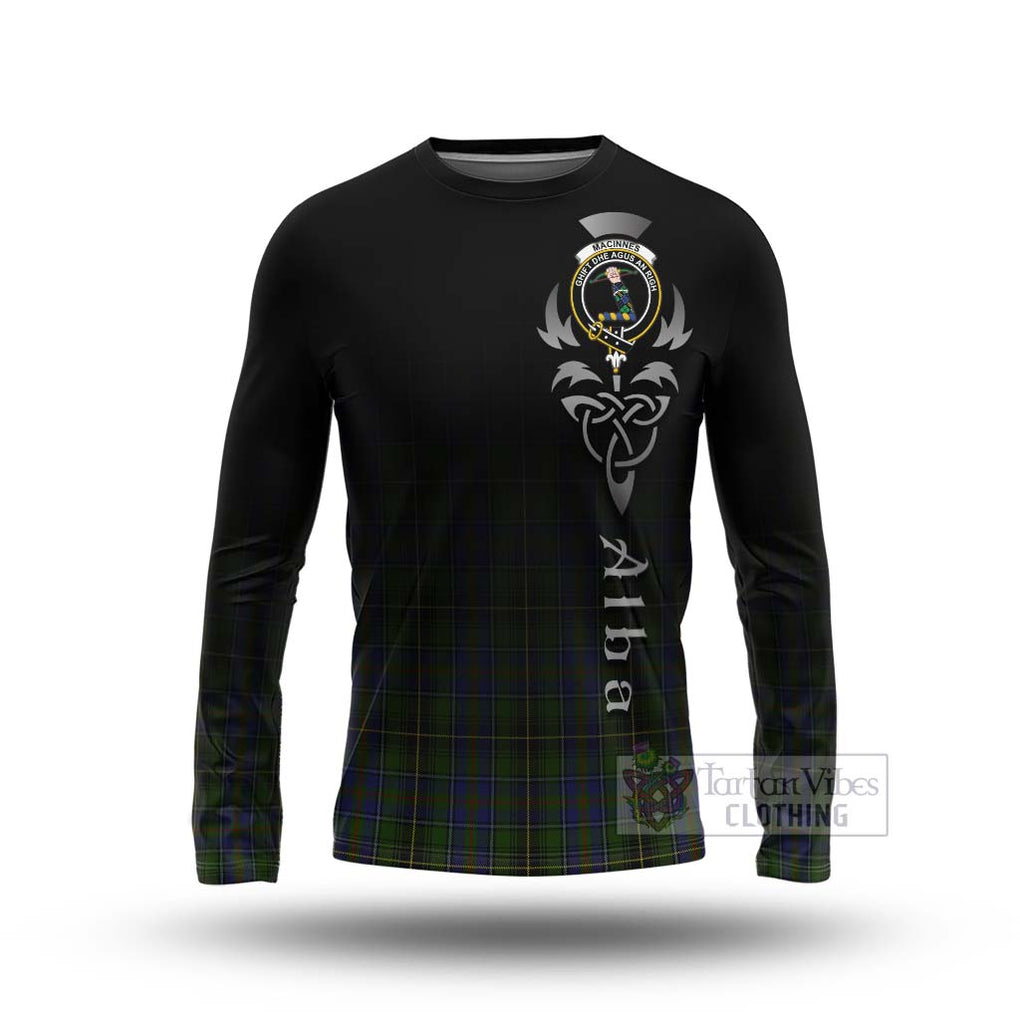 Tartan Vibes Clothing MacInnes (McInnes) Tartan Long Sleeve T-Shirt Featuring Alba Gu Brath Family Crest Celtic Inspired