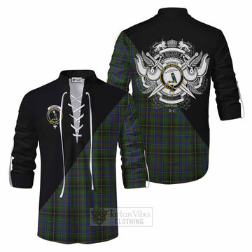 MacInnes (McInnes) Tartan Ghillie Kilt Shirt with Family Crest and Military Logo Style