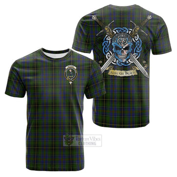 MacInnes (McInnes) Tartan Cotton T-shirt with Family Crest Celtic Skull Style