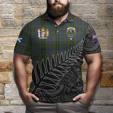 MacInnes (McInnes) Crest Tartan Polo Shirt with New Zealand Silver Fern Half Style