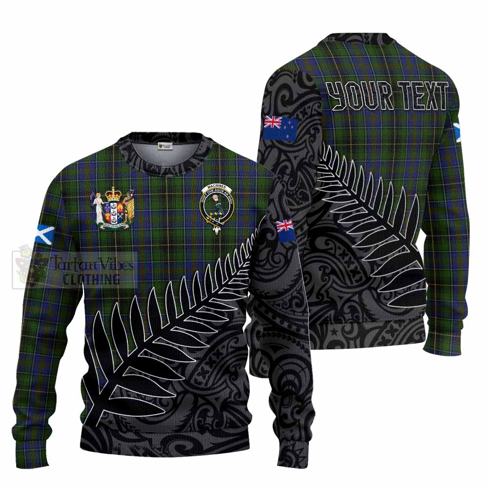 Tartan Vibes Clothing MacInnes (McInnes) Crest Tartan Knitted Sweater with New Zealand Silver Fern Half Style