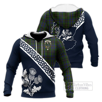 MacInnes (McInnes) Tartan Knitted Hoodie Featuring Thistle and Scotland Map