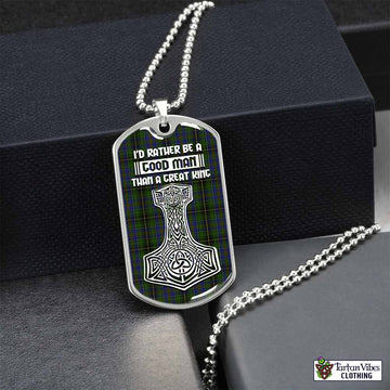 MacInnes (McInnes) Tartan Dog Tag Necklace Viking Mjolnir Style